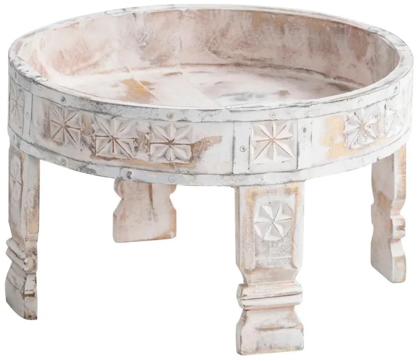 furniture-nabytek.cz - Sada 3 masivních odkládacích stolků Chakki z mangového dřeva, bílá