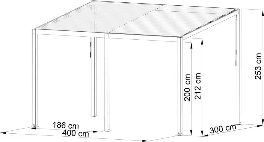 Pultová bioklimatická pergola s lamelami 3 x 4 M