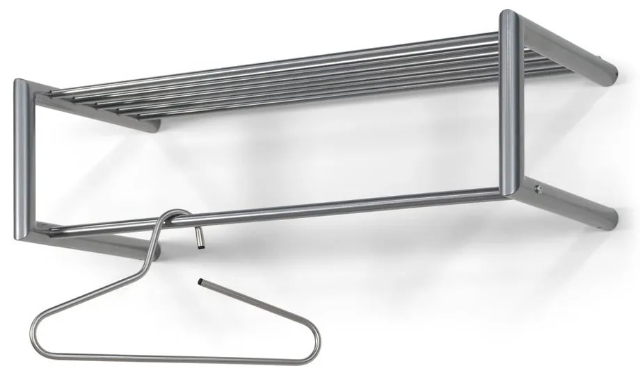 Kovový nástenný vešiak v striebornej farbe s poličkou 80 cm Smooth – Spinder Design
