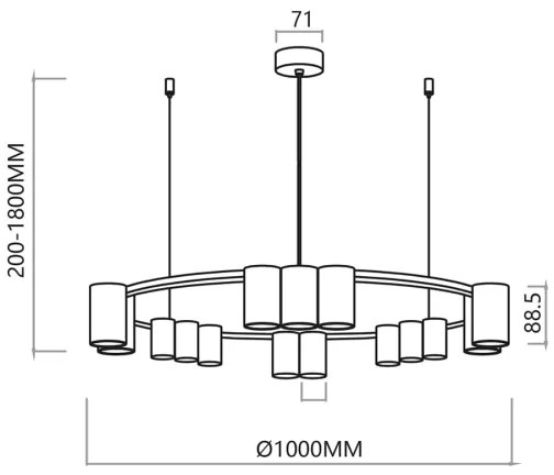 Luster na lanku GENESIS 15xGU10/8W/230V čierna