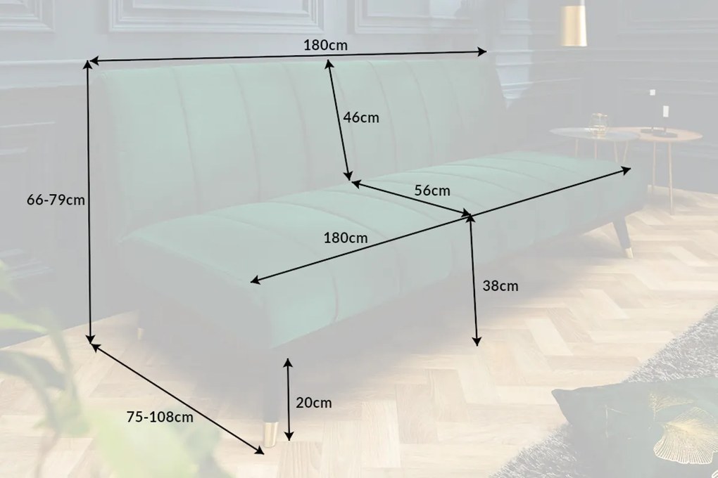 Rozkladacia sedačka Halle 180 cm smaragdovozelená