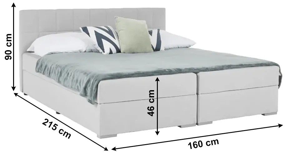 Kondela Boxspringová posteľ 160x200, svetlosivá, FERATA KOMFORT