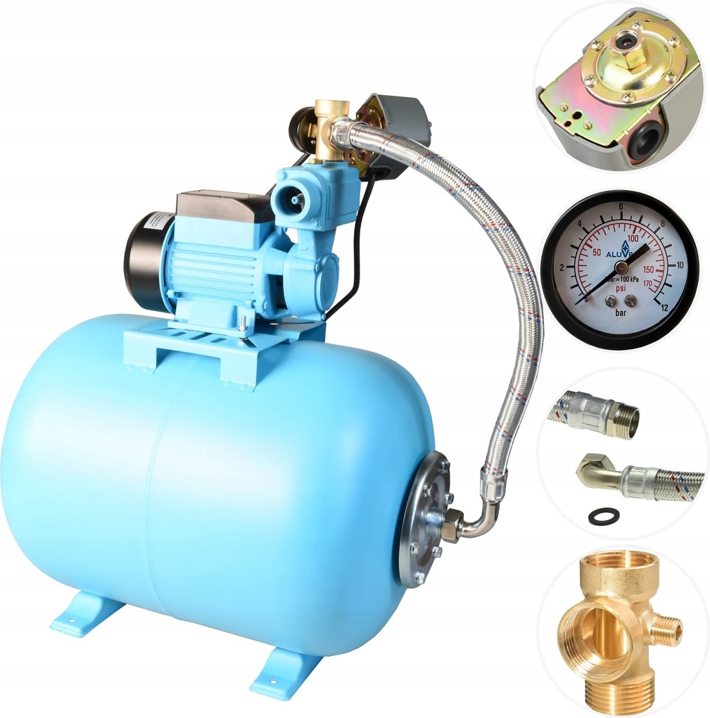 50 L Hydrofor Na Vodu, Sacia Pumpa S Príslušenstvom 250 W 35 L/min, Hotová Sada