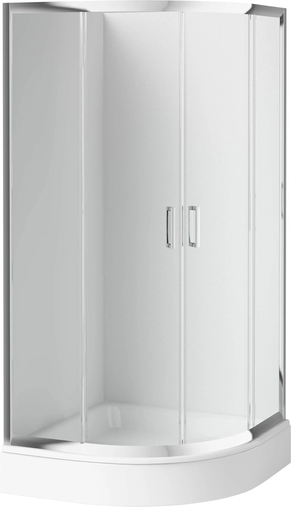 Deante Funkia, štvrťkruhový sprchový kút s posuvnými dverami 80x80 cm, výška 185cm, 5mm číre sklo, chrómový profil, KYP_052K