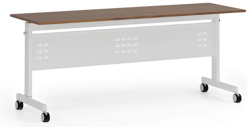 Mobilný stôl PRIMO MOBI, 180x60 cm, biela podnož, orech