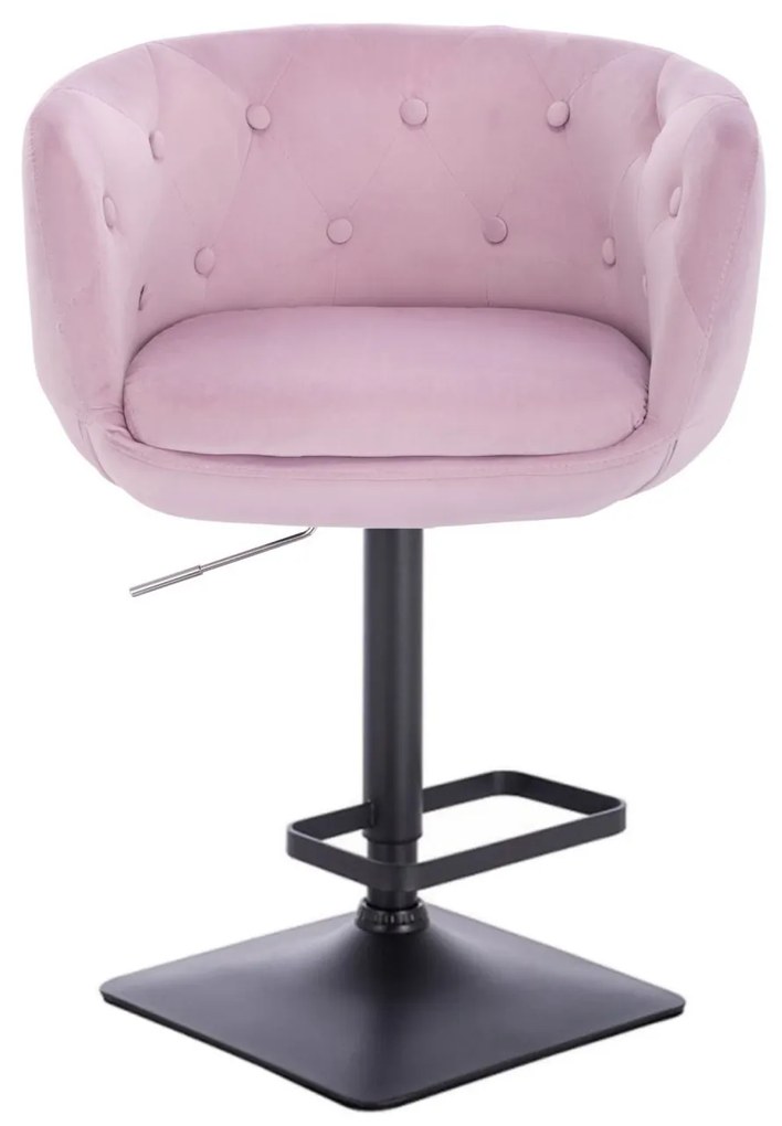 LuxuryForm DESIGN Barová stolička MONTANA VELUR na čiernej hranatej podstave - levanduľa