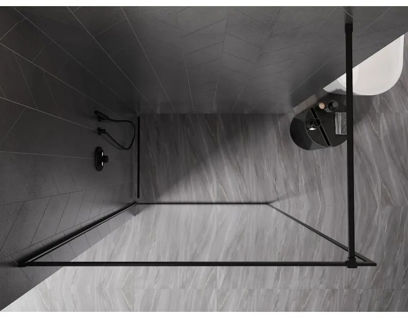 Mexen Kioto-F, sprchová zástena s rámom 145 x 202 cm, 8 mm číre sklo, čierny profil, 800-145-104-70-00