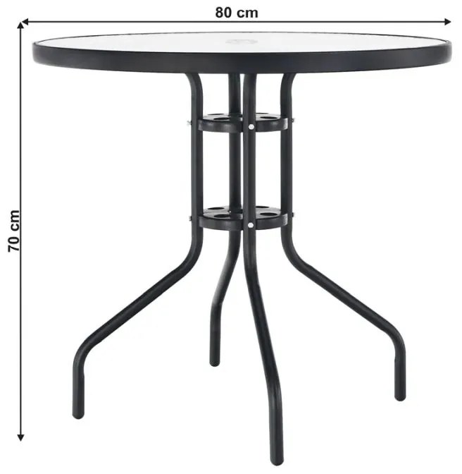 Kondela Jedálenský stôl, BORGEN TYP 2, čiena oceľ/tvrdené sklo