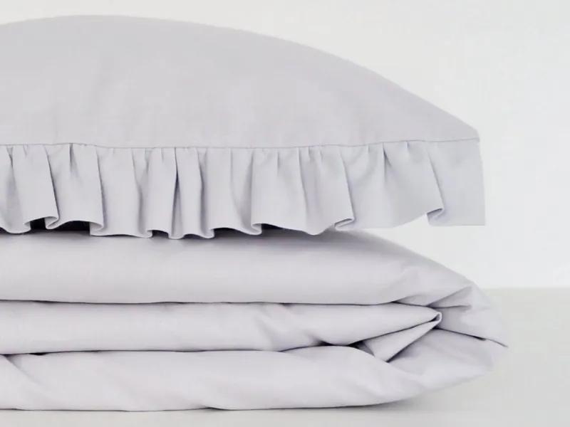 Bavlnená posteľná bielizeň s volánikom, sivá - Rozmer 200x140/50x60