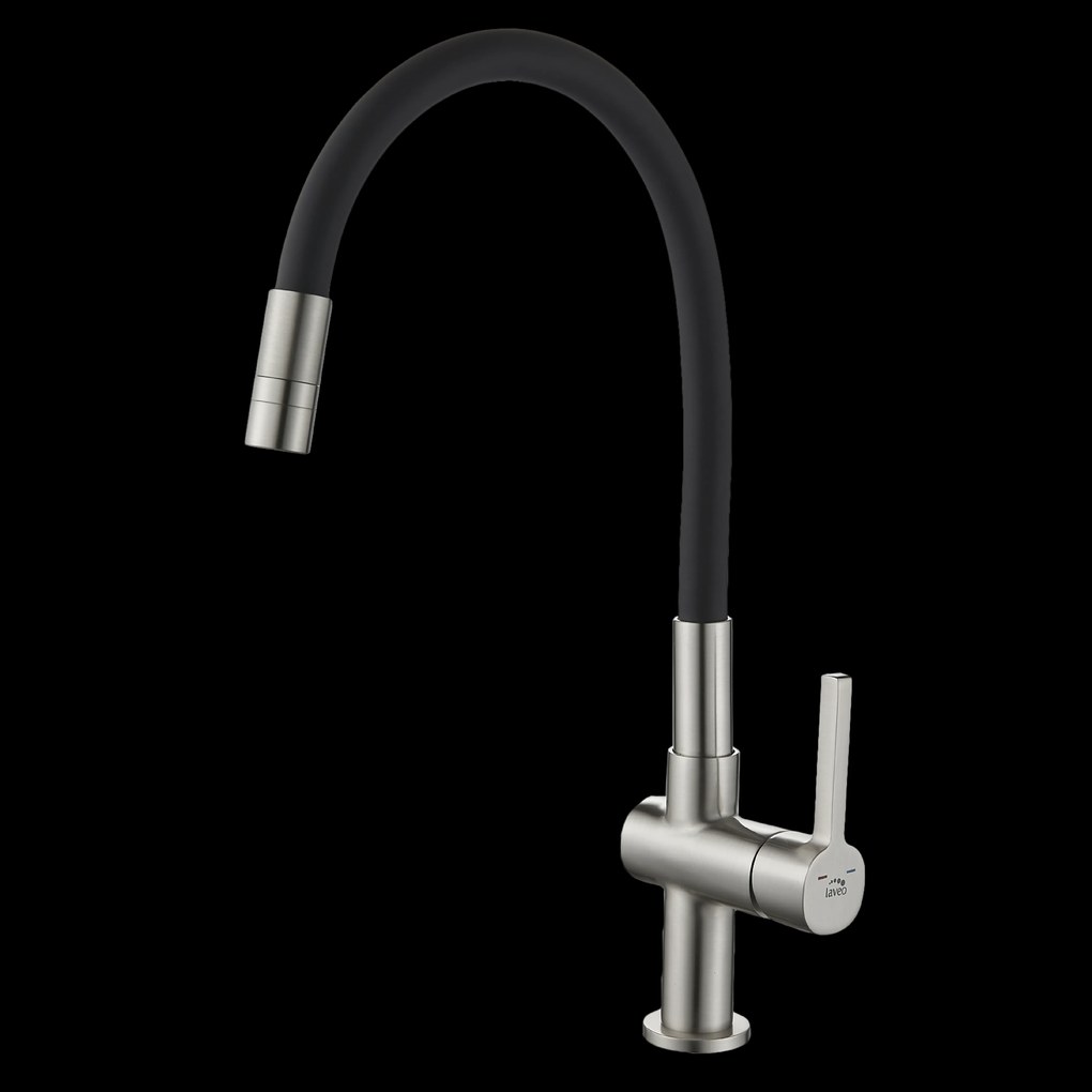 Laveo Alita, stojanková drezová batéria s elastickým ramenom, 2-funkčný výtok, čierna matná-brúsená oceľ, LAV-BVA_362D