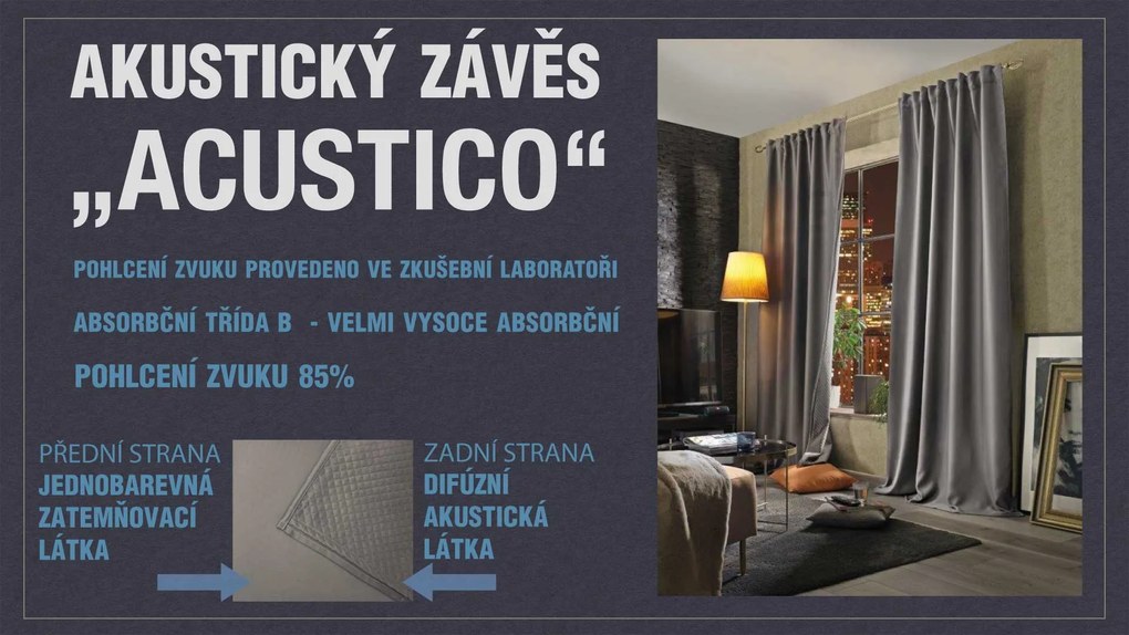 Home Wohnideen Záves akustický s podšívkou, Acustico, Prírodné Rozmer textilu: 225 cm (V), 135 cm (Š)