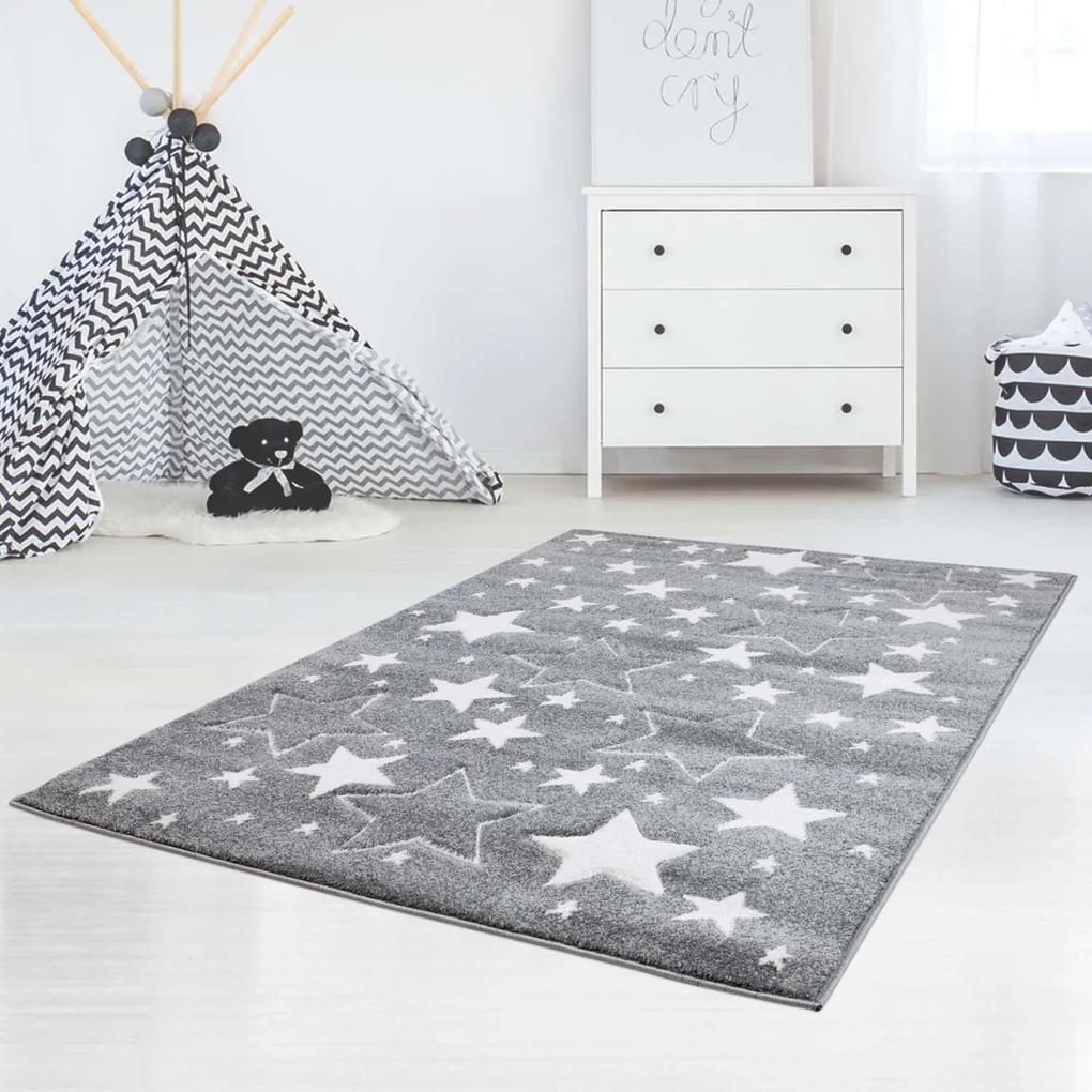 Dekorstudio Detský koberec BEAUTY sivé hviezdy Rozmer koberca: 160x230cm