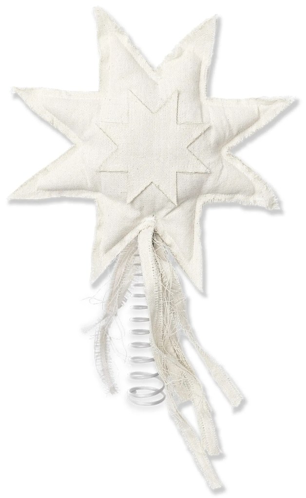 ferm LIVING Hviezda na vianočný stromček VELA 22 x 38 cm, biela, bavlna