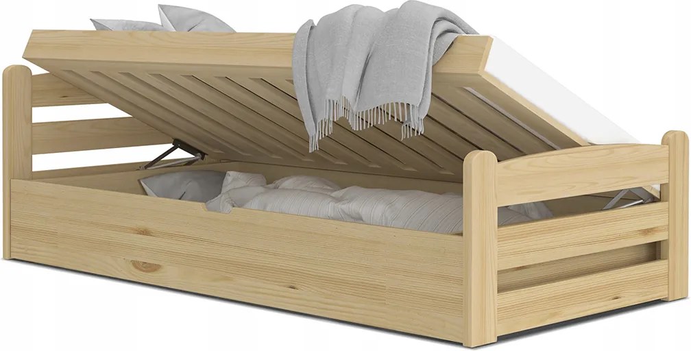 Posteľ s úložným priestorom Dávid 90x200 - masív