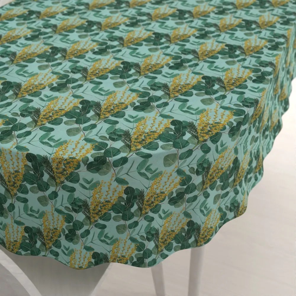Biante Dekoračný oválny obrus PML-088 Eukalypty na mätovom 60x100 cm