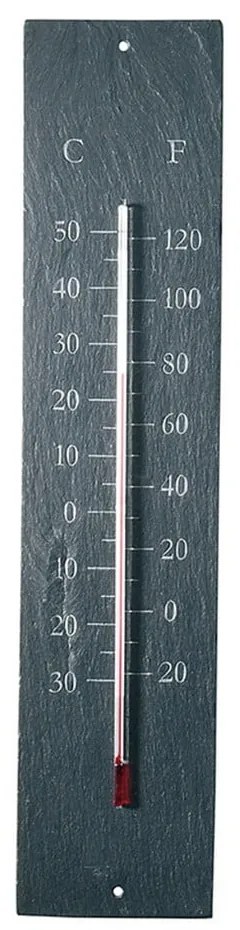 Nástenný bridlicový vonkajší teplomer Esschert Design Plain, 45 x 10 cm