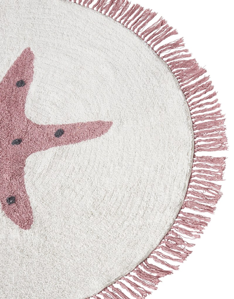 Detský bavlnený koberec so vzorom hviezdy ⌀ 120 cm krémová biela STARS Beliani