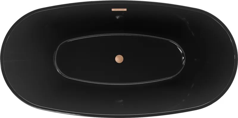 Mexen Eris, voľne stojaca vaňa 170 x 80 cm, čierna,  medený prepad, 53441708070-65