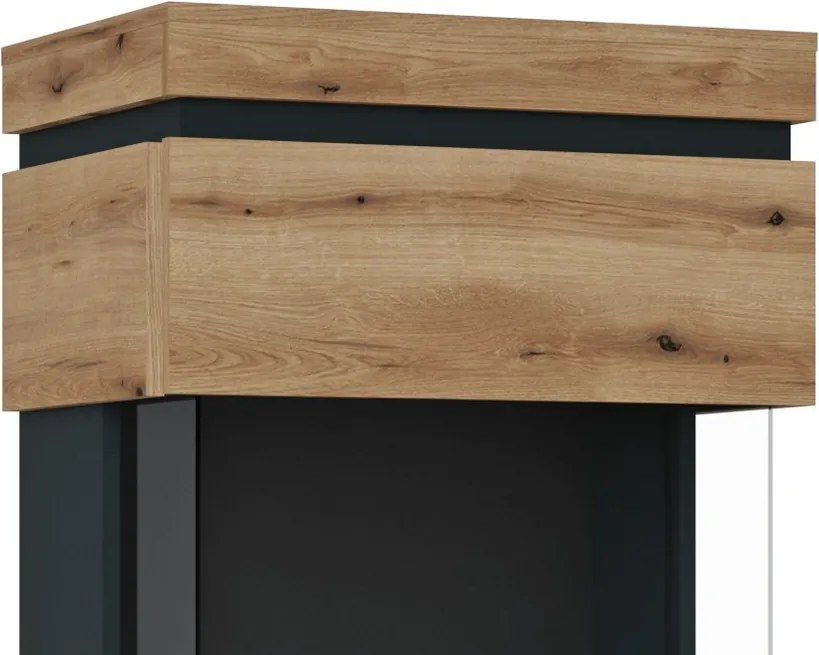 Vysoká vitrína Corte, dub coast/tmavo šedá, pravá