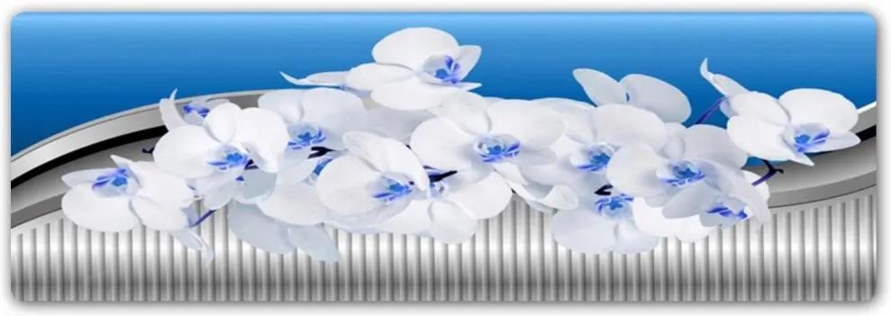 CARO Kovový obraz - White Orchid 50x20 cm