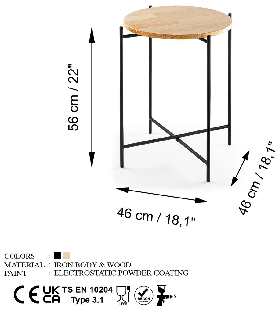 Odkladací stolík Shb-004 z masívu čierny/dub prírodný