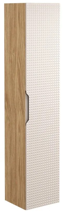 Vysoká závěsná koupelnová skříňka Luxor Beige 80-01-1D béžová/dub olejovaný