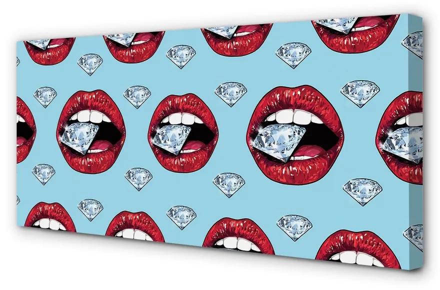 Obraz canvas ústa diamanty 100x50 cm