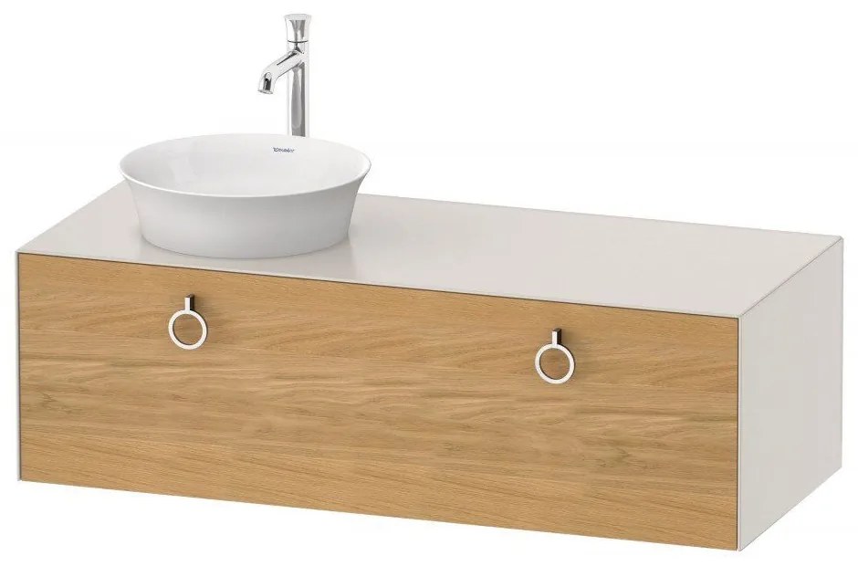 DURAVIT White Tulip závesná skrinka pod umývadlo na dosku vľavo, 1 zásuvka, 1300 x 550 x 408 mm, dub prírodný masív/nordická biela matná, WT4982LH539