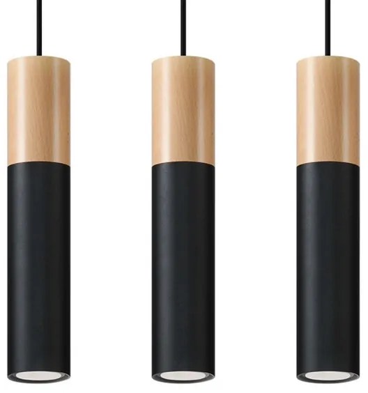 Sollux SL.0634 - Luster na lanku PABLO 3xGU10/40W/230V čierna