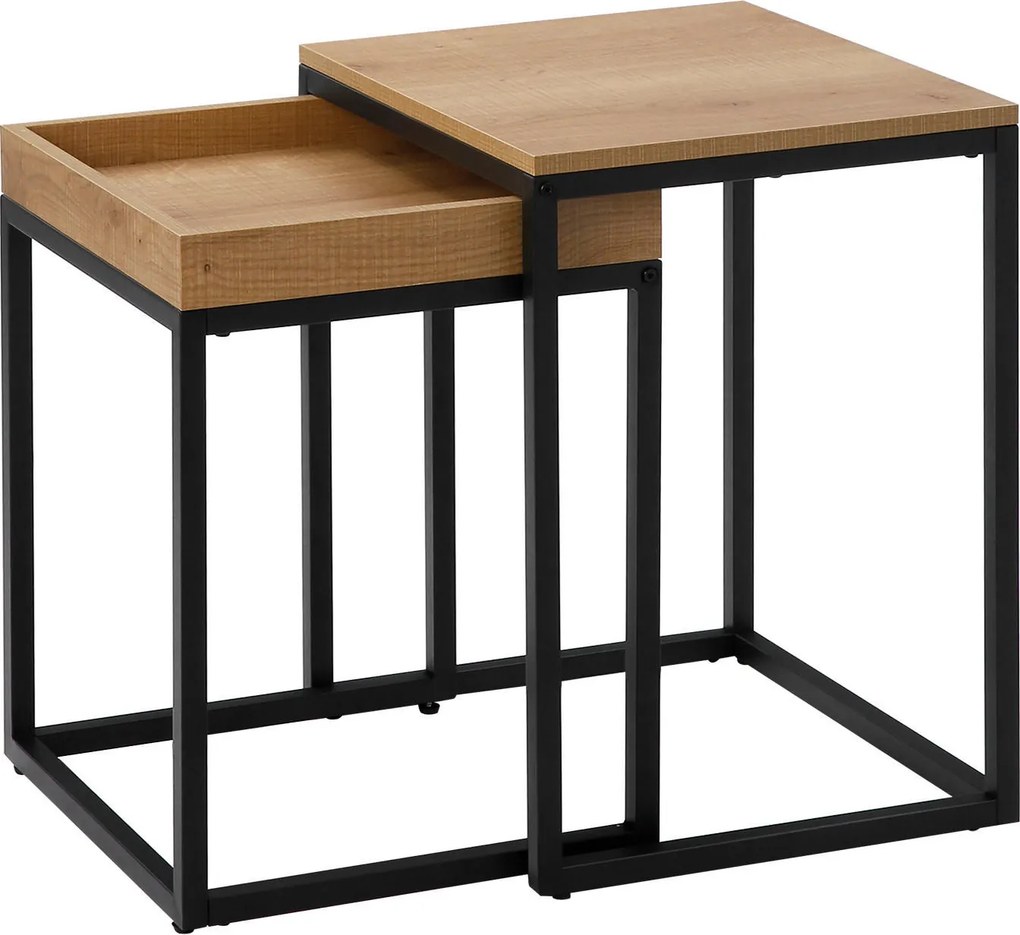 XXXLutz SADA PRÍRUČNÝCH STOLÍKOV, farba duba Boxxx - Stolíky do obývačky - 002543007401