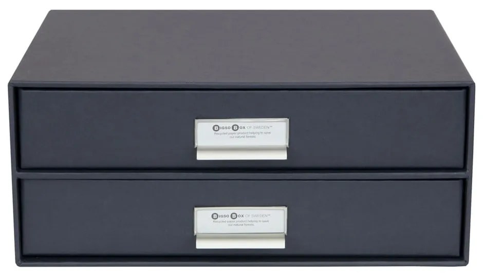 Tmavosivá 2-poschodová zásuvka na dokumenty Bigso Box of Sweden Birger, 33 × 22,5 cm