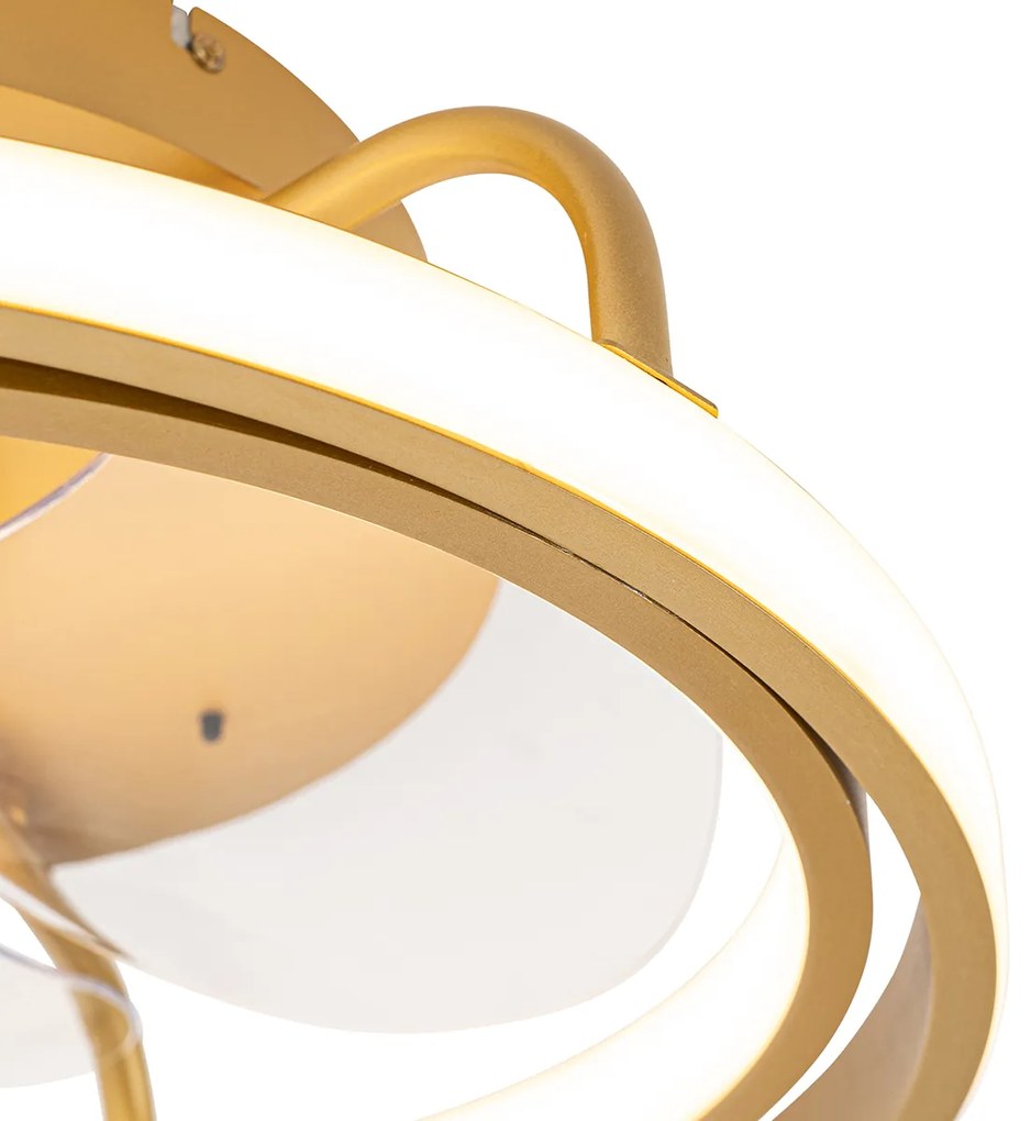 Stropný ventilátor zlatý 46,5 cm vrátane LED s diaľkovým ovládaním - Kees