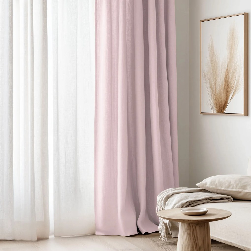 Goldea záves z ľanovej zmesi - púdrovo ružový 140x145 cm