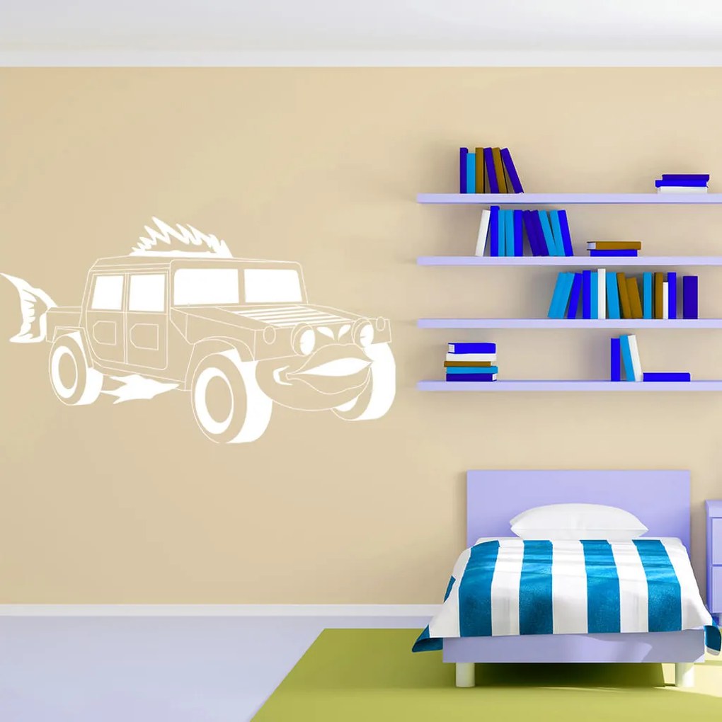 Veselá Stena Samolepka Detské autíčko Jeep Farba: modrá, Veľkosť: 60 x 35 cm