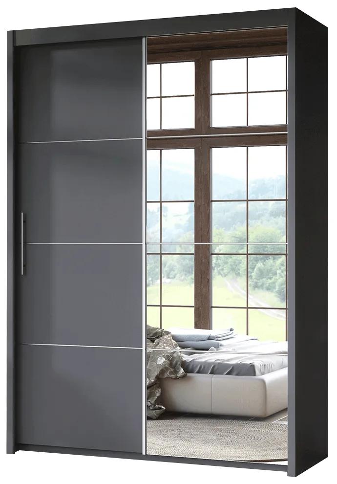 Skriňa s posúvacími dverami, 150 cm, sivá, KAIPO