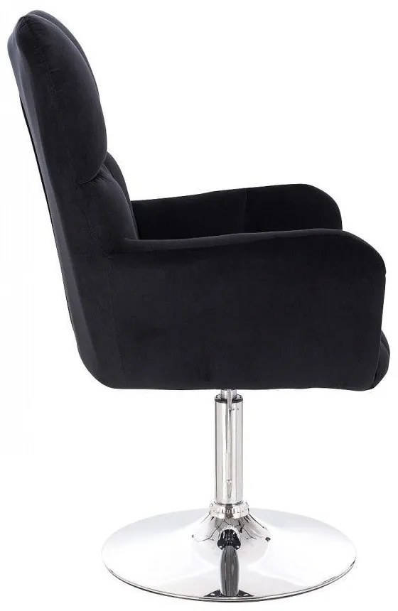 LuxuryForm DESIGN Otočné kreslo AURORA VELUR na striebornom tanieri - čierne