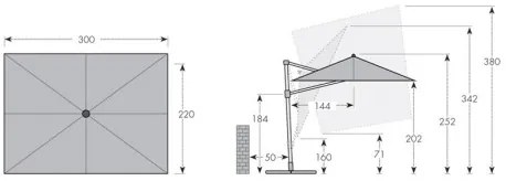 Doppler ALU WOOD 220 x 300 cm - záhradný naklápací bočný slnečník s ULTRA UV ochranou : Barvy slunečníků - 820