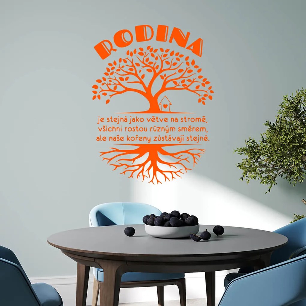 Veselá Stena Samolepka na stenu na stenu Rodina s koreňmi Farba: žlutá, Veľkosť: 80 x 60 cm