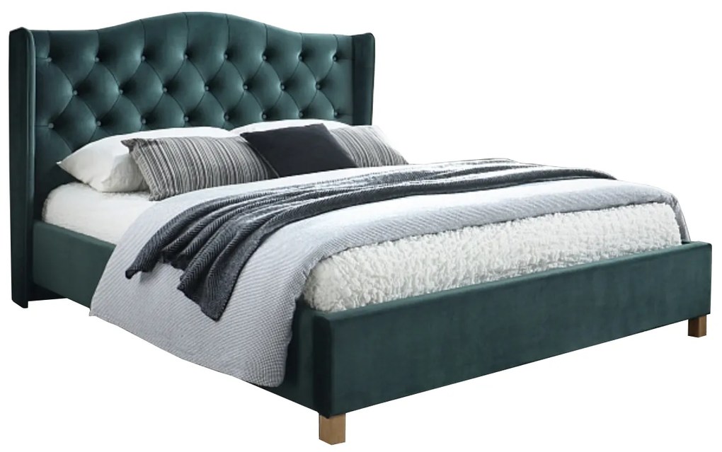 SI Manželská posteľ Aspen Velvet - zelená Rozmer: 160x200