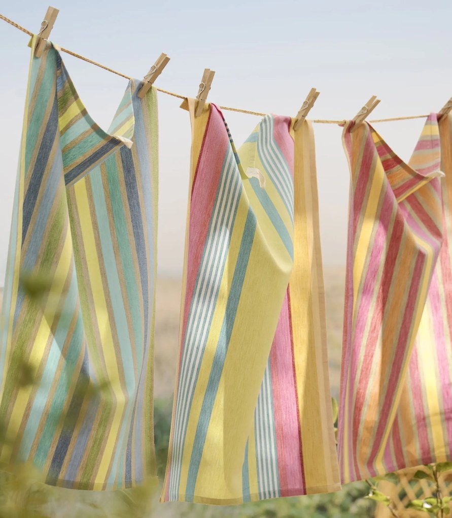 Ib Laursen Bavlnená utierka Multicoloured Stripes Orange