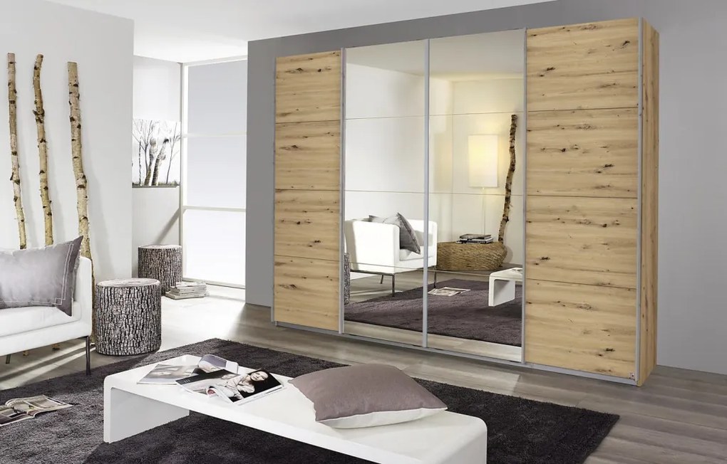 Šatníková skriňa Syncrono, 271 cm, dub artisan / zrkadlo