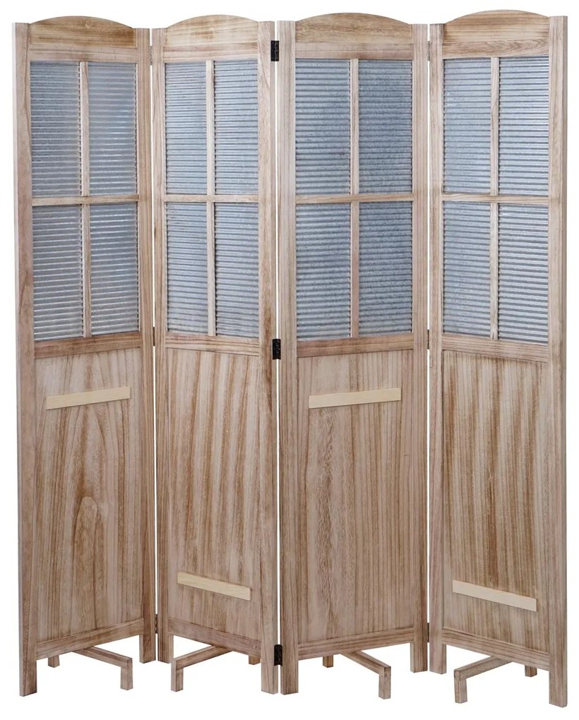 Paraván D26 s kvetináčmi drevo / plech - 170 x 161 cm - Hnedá