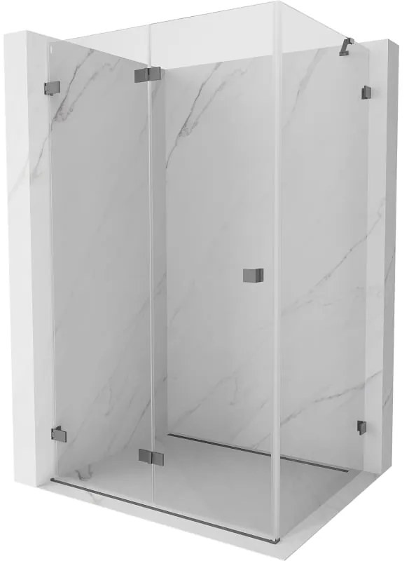 Mexen Lunar-F, 1-krídlový sprchový kút so skladacími dverami, ľavý, 90 x 80 cm, 8mm číre sklo, grafitový profil, 836-090-080-95-00-L