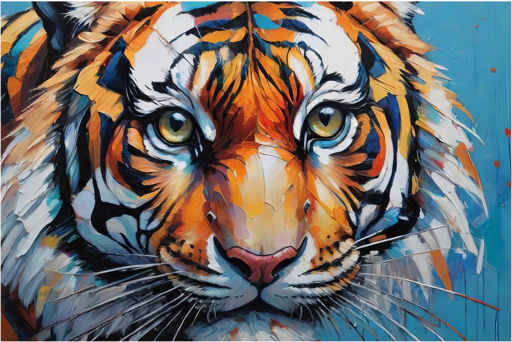Obraz - Pohľad tigra, maľba (90x60 cm)