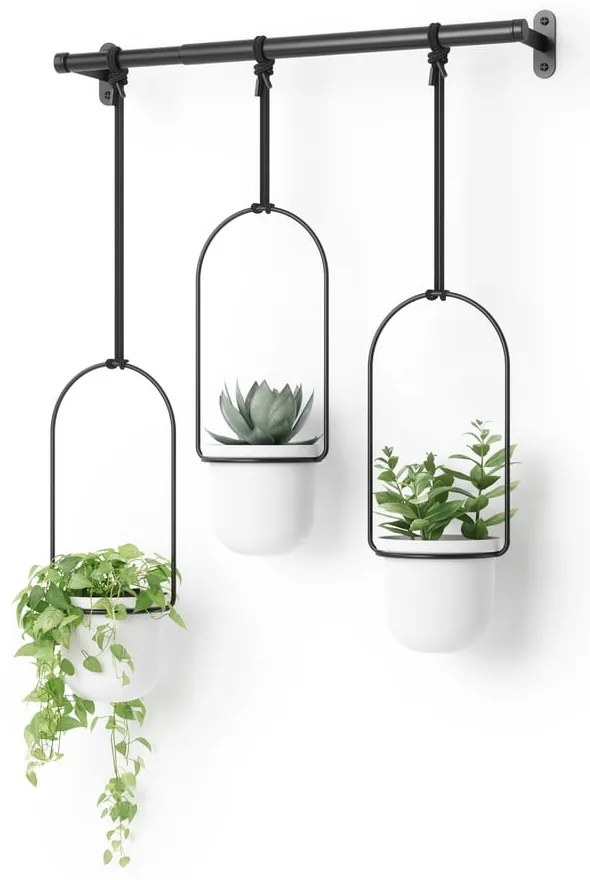 Plastové obaly na kvetináče v súprave 3 ks na bylinky/závesné a nástenné ø 7,5 cm Triflora – Umbra