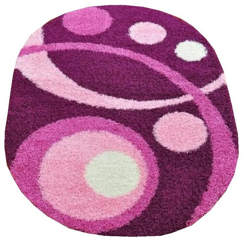 Kusový koberec Shaggy Loca Felice fialový ovál, Velikosti 200x290cm