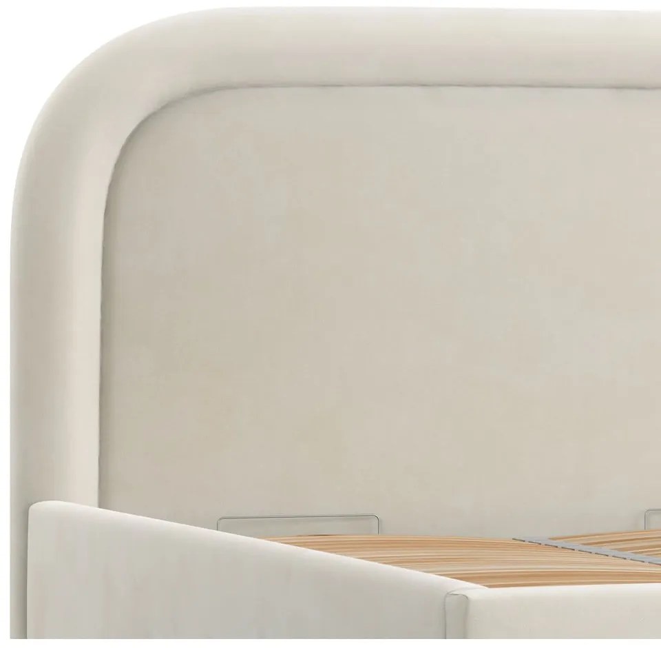 Krémová čalúnená dvojlôžková posteľ s úložným priestorom s roštom 180x200 cm Mija – Maison de Rêve