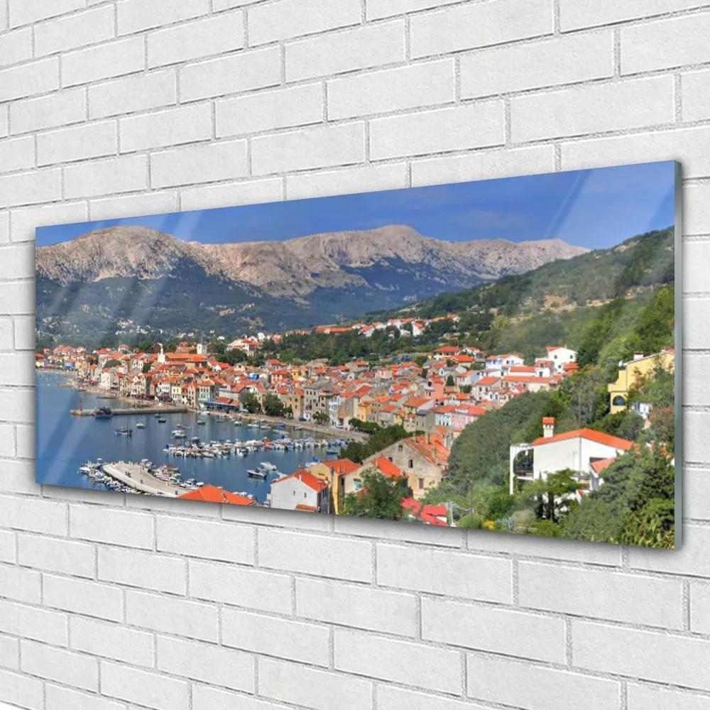 Obraz na akrylátovom skle Mesto hora more krajina 125x50 cm