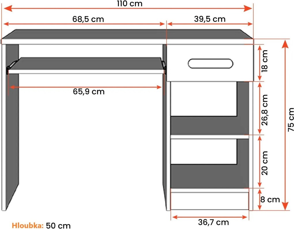 Písací stôl SMYK - biely (viac variant)
