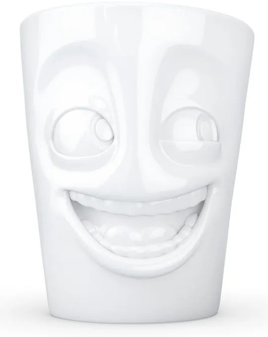 Biely vysmiaty porcelánový hrnček s uškom 58products, objem 350 ml